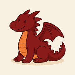 Cute cartoon dragon illustration in dark red (maroon), perfect for product packaging, labels, web design, banners, book illustrations and art prints with a playful, child-friendly style. 