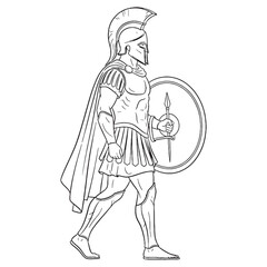 Stylized Ares Line Art – War and Power Vector Illustration Artistic God Drawing – Ares Drawing – Line Art Drawing of Ares – Ares Icon – Greek God Vector