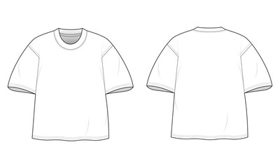  drop shoulder t-shirt template front and back view. 