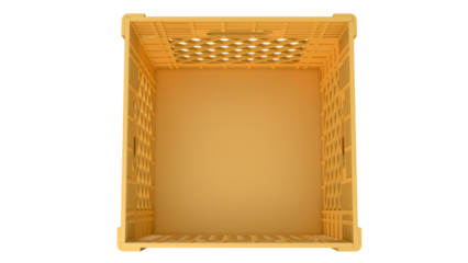 The isolated yellow milk crate 3D modeling transparent object.