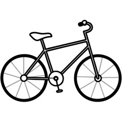 Simple Black and White Bicycle Illustration Isolated on White