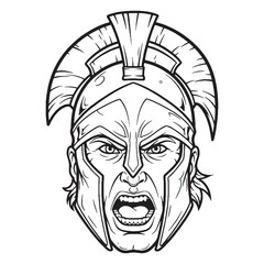 Ares God of War Line Art – Combat Shield Vector Illustration Artistic Divine Drawing – Ares Drawing – Line Art Drawing of Ares – Ares Icon – Greek God Vector