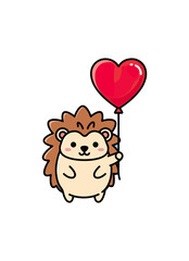 Cute hedgehog with heart balloon illustration
