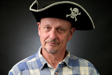 Closeup portrait of  senior with a pirate hat