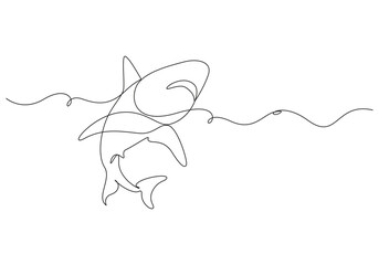 Fototapeta premium sea shark One Continuous Line Drawing