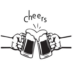 Vector art illustration of a cold pint of beer in a mug with foam, a perfect symbol for a pub or bar