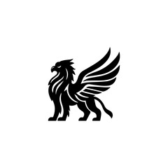 minimalist griffin mythology logo illustration design. elegant and powerfull pose griffin logo vector illustration.