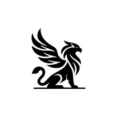 minimalist griffin mythology logo illustration design. elegant and powerfull pose griffin logo vector illustration.