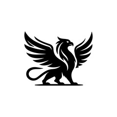minimalist griffin mythology logo illustration design. elegant and powerfull pose griffin logo vector illustration.