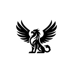 minimalist griffin mythology logo illustration design. elegant and powerfull pose griffin logo vector illustration.