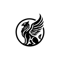 minimalist griffin mythology logo illustration design. elegant and powerfull pose griffin logo vector illustration.