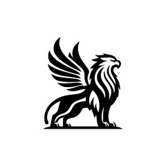 minimalist griffin mythology logo illustration design. elegant and powerfull pose griffin logo vector illustration.