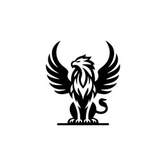 minimalist griffin mythology logo illustration design. elegant and powerfull pose griffin logo vector illustration.