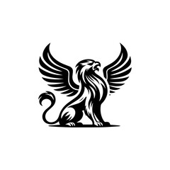 minimalist griffin mythology logo illustration design. elegant and powerfull pose griffin logo vector illustration.