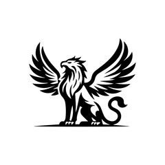 Fototapeta premium minimalist griffin mythology logo illustration design. elegant and powerfull pose griffin logo vector illustration.