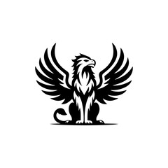 minimalist griffin mythology logo illustration design. elegant and powerfull pose griffin logo vector illustration.