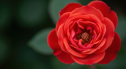 Naklejka premium Vibrant Red Rose Bloom in Natural Garden Setting