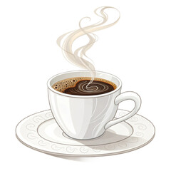 Obraz premium White Ceramic Coffee Cup with Espresso and Steam