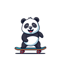 Fototapeta premium Panda cartoon riding skateboard graphic illustration