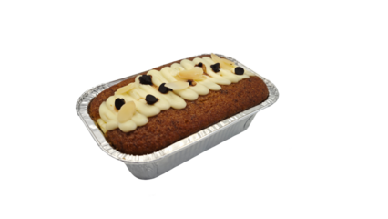 banana cake cream cheese on white background.