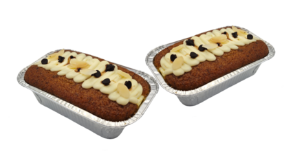 banana cake cream cheese on white background.