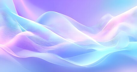 Obraz premium Holographic background with pastel purple and blue color waves, creating an ethereal and dreamy atmosphere
