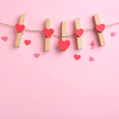 Heart clothespins on a string