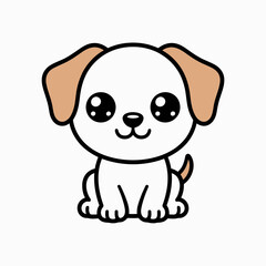 Adorable kawaii cartoon puppy with big eyes and floppy ears