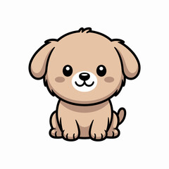 Adorable kawaii golden retriever puppy sitting and smiling