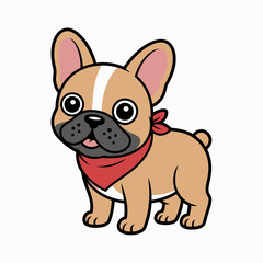 Cute tan french bulldog wearing a red bandana