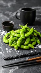 Roasted green soybeans with salt