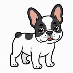 Naklejka premium Adorable cartoon french bulldog standing on white background