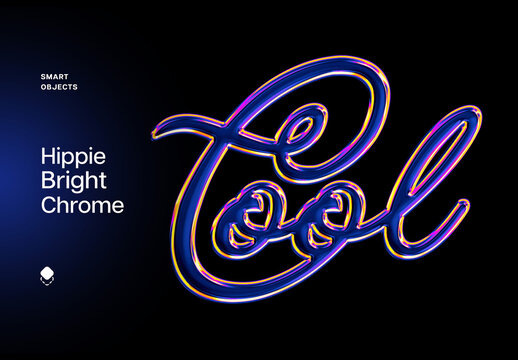 Hippie Bright Chrome Text Effect Mockup