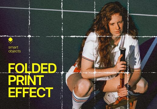 Folded Print Photo Effect Mockup