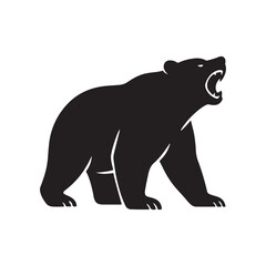 Fototapeta premium Angry Grizzly Bear Growling silhouette Vector Icon