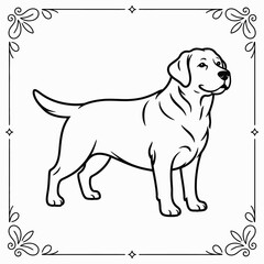Fototapeta premium Line art drawing of a happy labrador retriever dog