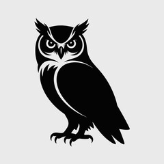 Black Owl Illustration with Fierce Expression