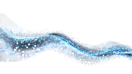 Abstract glowing waves of light with sparkling blue particles
