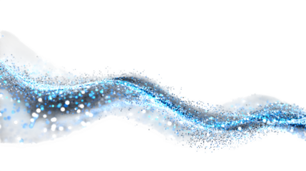 Abstract glowing waves of light with sparkling blue particles