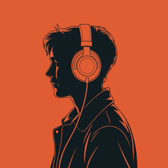 Profile of a Young Person with Headphones