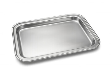 Shiny stainless steel serving tray isolated on transparent background, ideal for food presentation