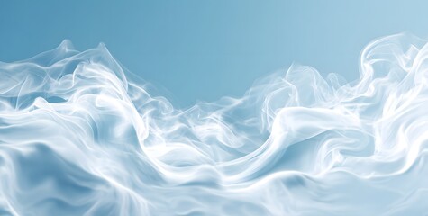 Fototapeta premium Light blue background with soft waves of white smoke