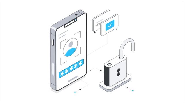 Face Authorization Isometric Animation.