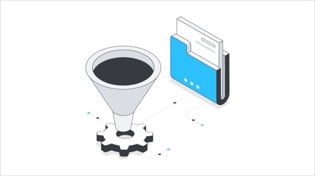 Data Filtration Isometric Animation.