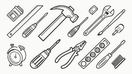 A Collection of Hand-Drawn Tools.