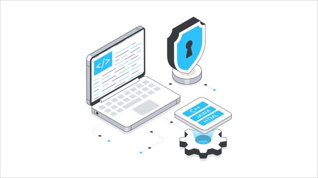 Secure Software Development  Isometric Animation.