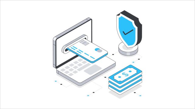 Secure payment transactions Isometric Animation.