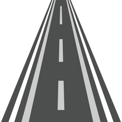 straight asphalt road going to the distance on transparent background