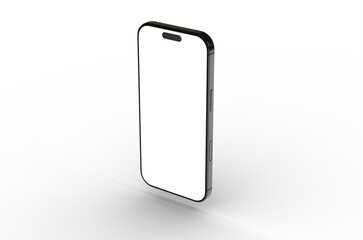 High-quality image of a black smartphone with a blank screen, perfect for app presentations or website mockups. Isolated on white background.