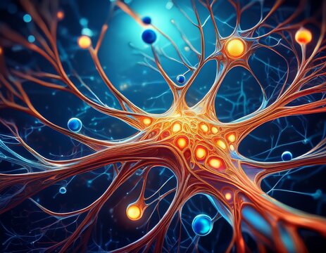 neuron like structure with radiating branches and droplets